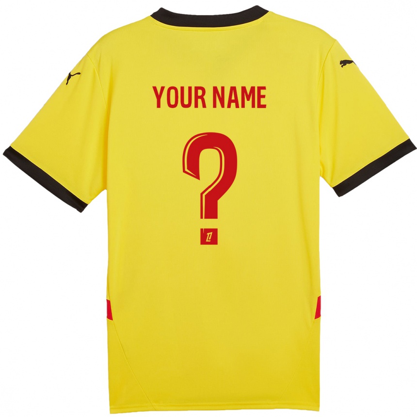 Kids Football Your Name #0 Yellow Red Home Jersey 2024/25 T-Shirt Nz