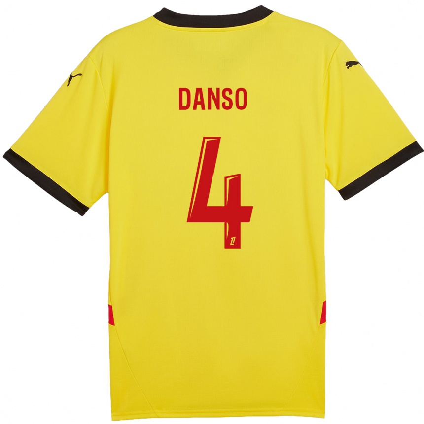 Kids Football Kevin Danso #4 Yellow Red Home Jersey 2024/25 T-Shirt Nz