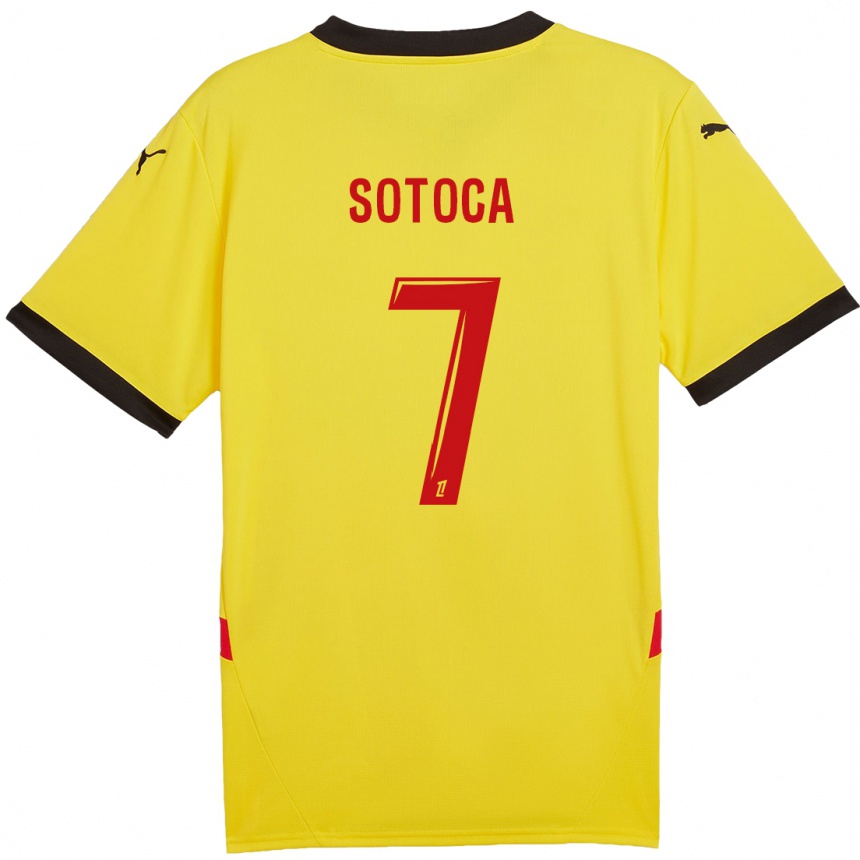 Kids Football Florian Sotoca #7 Yellow Red Home Jersey 2024/25 T-Shirt Nz