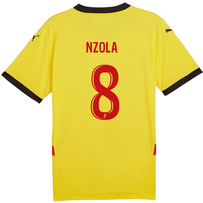 Kids Football M'bala Nzola #8 Yellow Red Home Jersey 2024/25 T-Shirt Nz