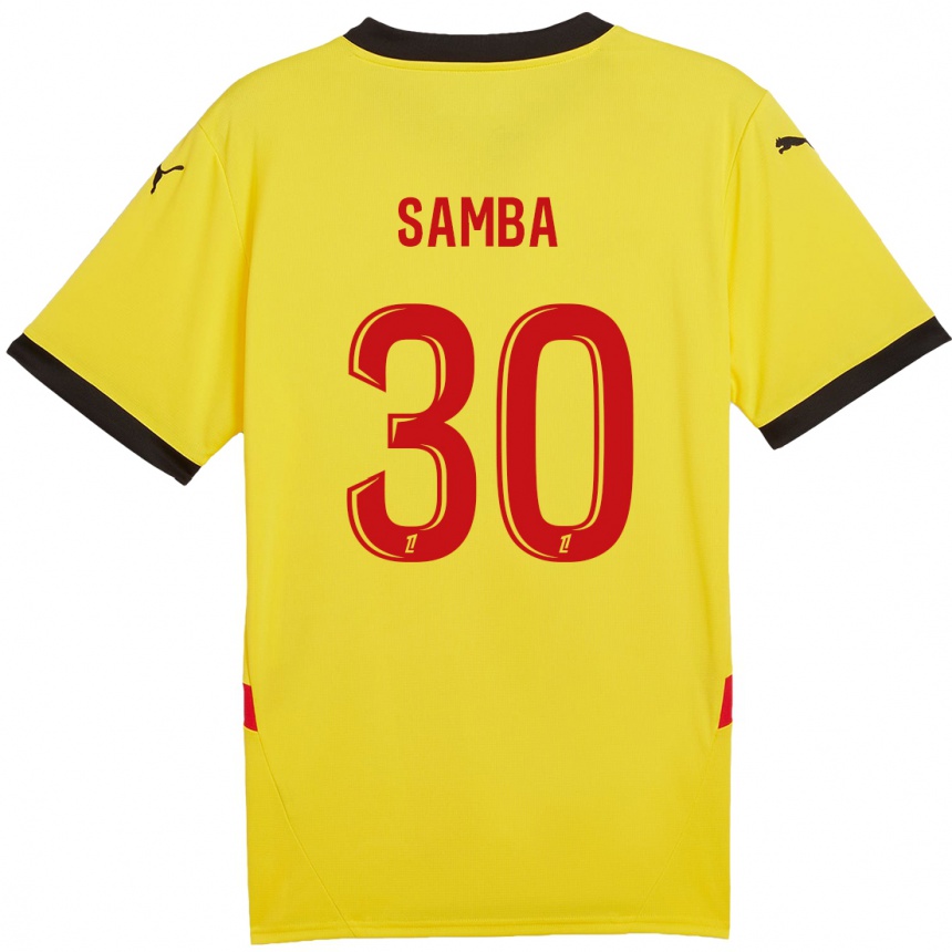 Kids Football Brice Samba #30 Yellow Red Home Jersey 2024/25 T-Shirt Nz