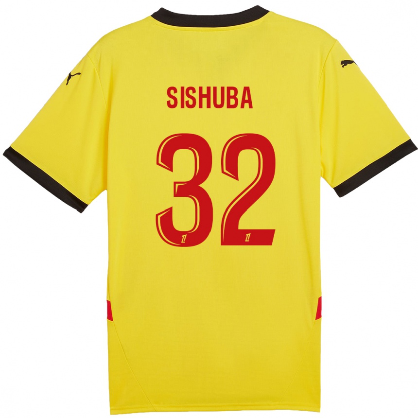 Kids Football Ayanda Sishuba #32 Yellow Red Home Jersey 2024/25 T-Shirt Nz