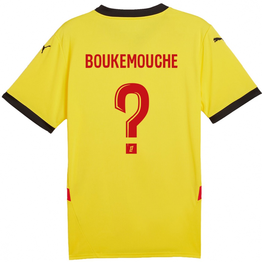 Kids Football Amine Boukemouche #0 Yellow Red Home Jersey 2024/25 T-Shirt Nz