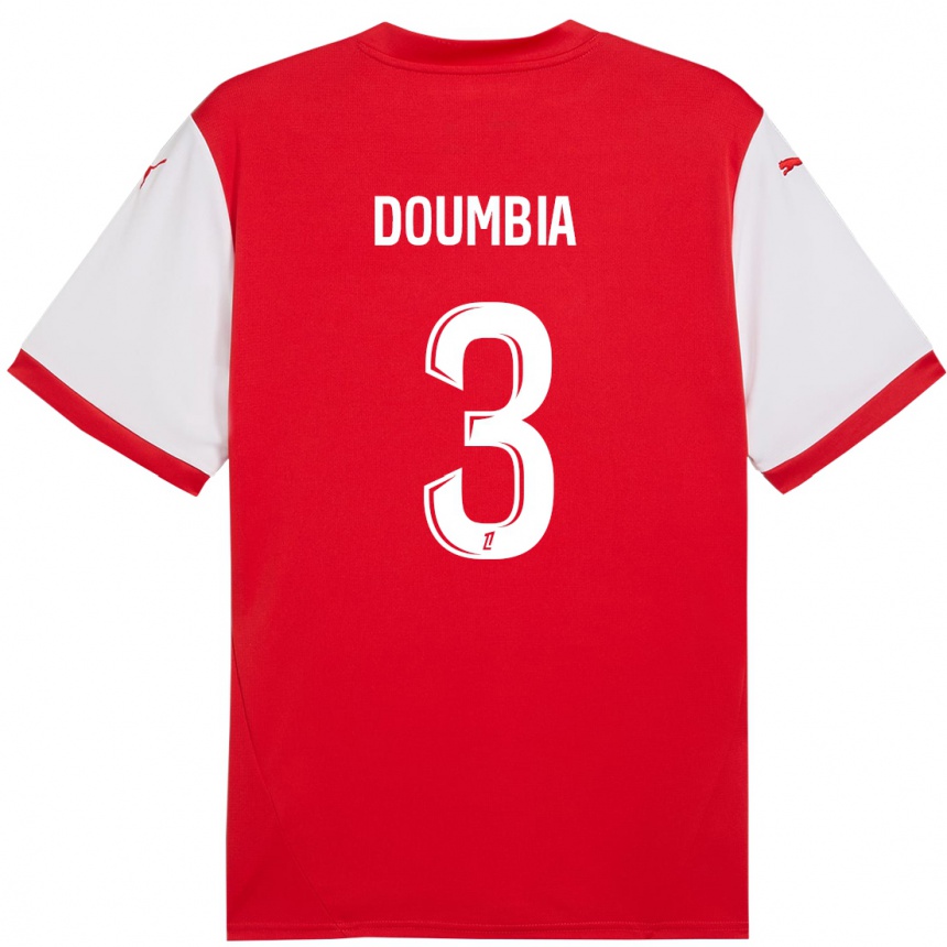 Kids Football Kamory Doumbia #3 Red White Home Jersey 2024/25 T-Shirt Nz