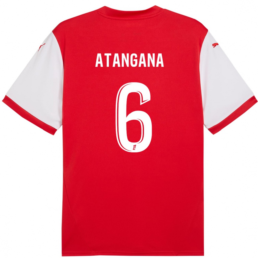 Kids Football Valentin Atangana Edoa #6 Red White Home Jersey 2024/25 T-Shirt Nz