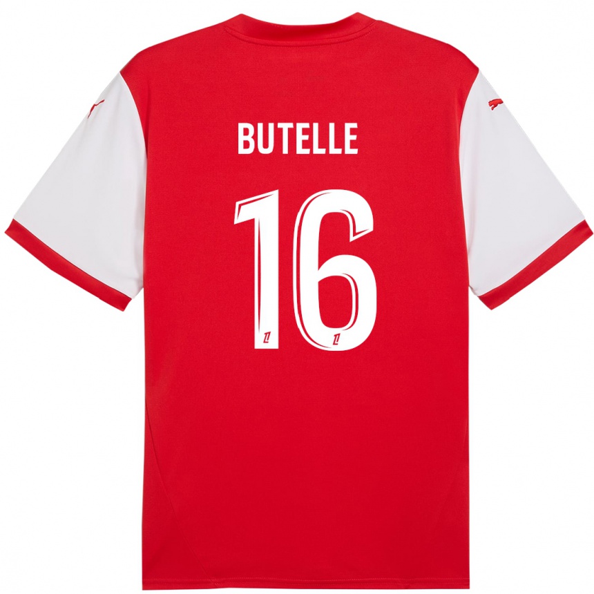 Kids Football Ludovic Butelle #16 Red White Home Jersey 2024/25 T-Shirt Nz