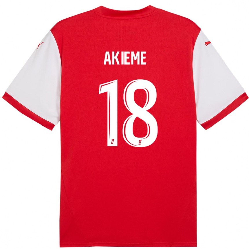 Kids Football Sergio Akieme #18 Red White Home Jersey 2024/25 T-Shirt Nz