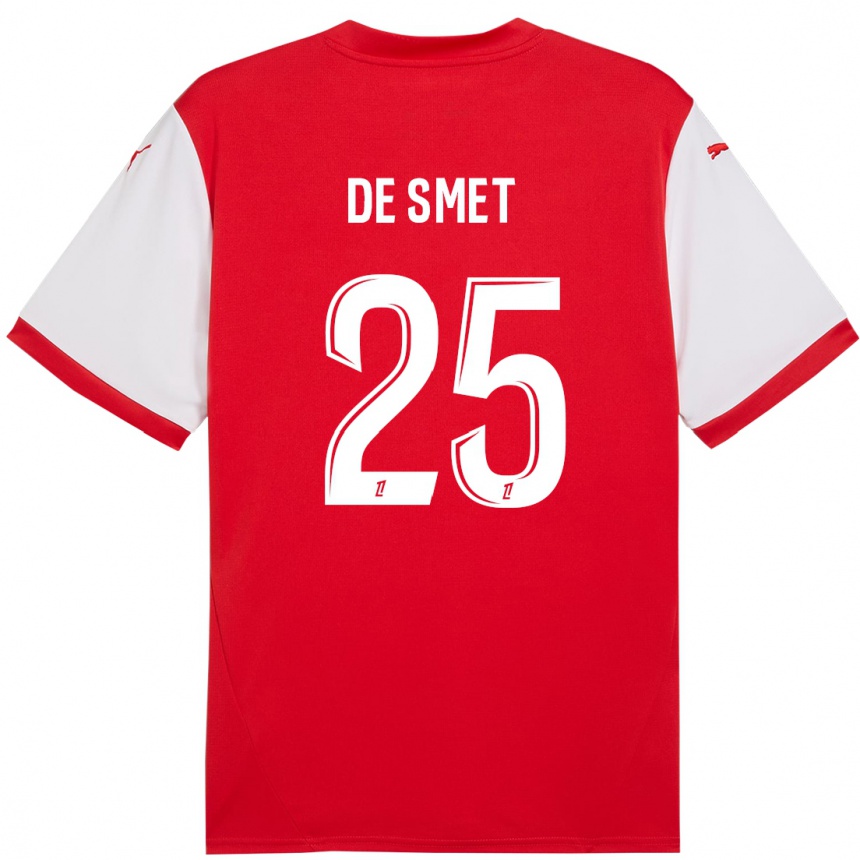 Kids Football Thibault De Smet #25 Red White Home Jersey 2024/25 T-Shirt Nz