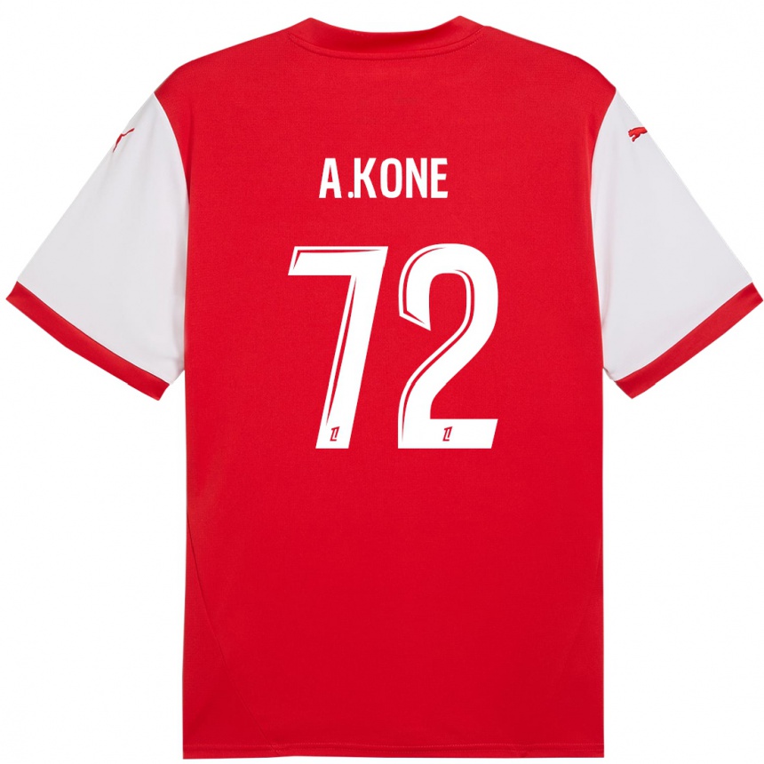 Kids Football Amadou Koné #72 Red White Home Jersey 2024/25 T-Shirt Nz