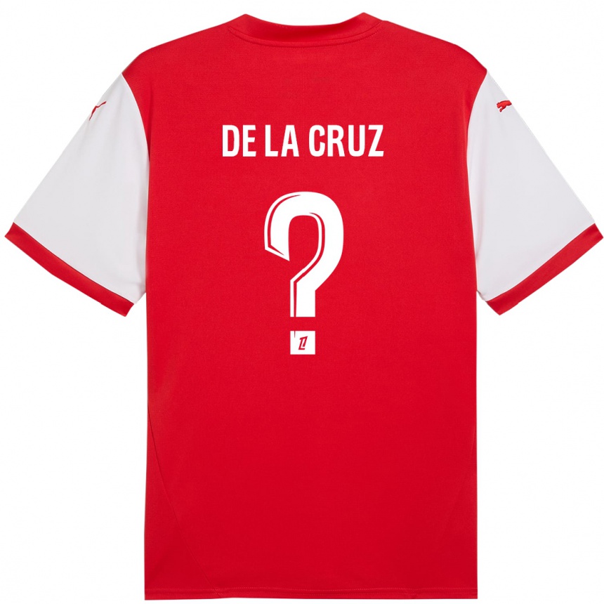 Kids Football Maiky De La Cruz #0 Red White Home Jersey 2024/25 T-Shirt Nz