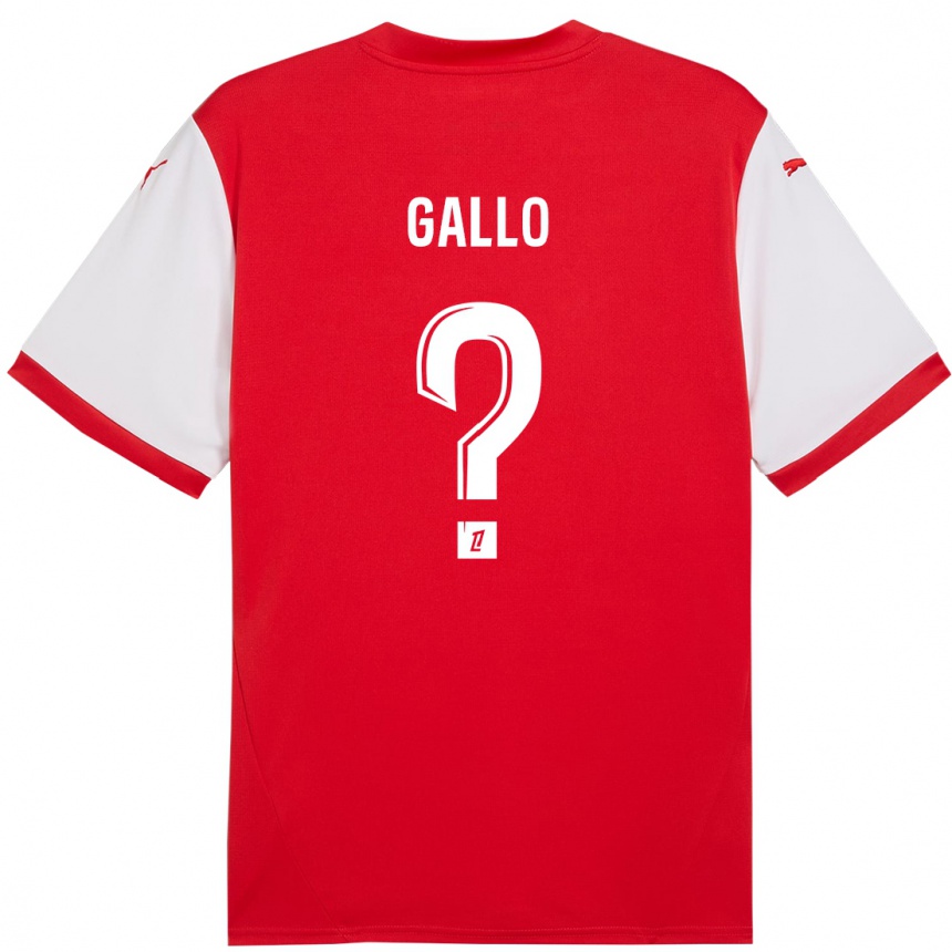 Kids Football Noan Gallo #0 Red White Home Jersey 2024/25 T-Shirt Nz