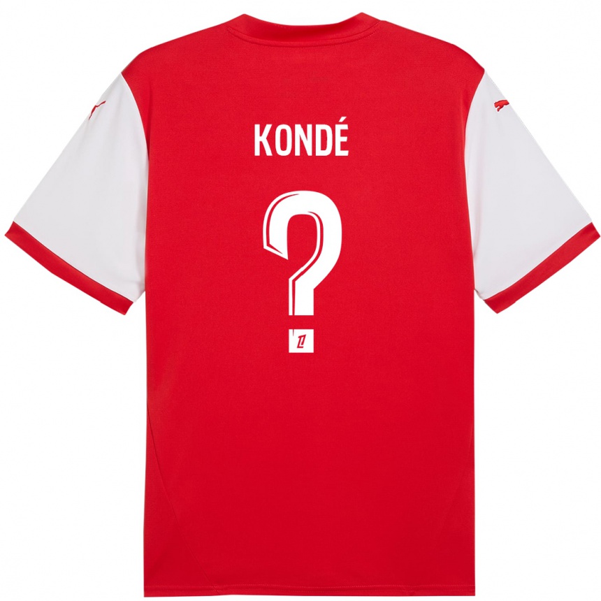 Kids Football Jean-Charles Kondé #0 Red White Home Jersey 2024/25 T-Shirt Nz