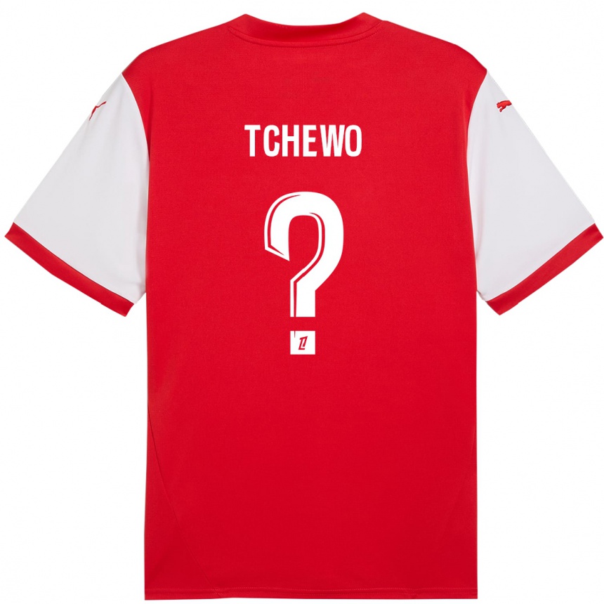 Kids Football Ryan Tchapda Tchewo #0 Red White Home Jersey 2024/25 T-Shirt Nz