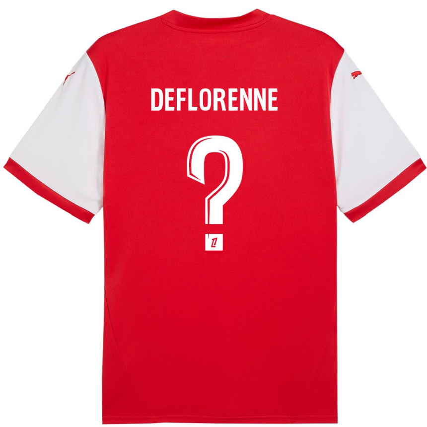 Kids Football Théo Deflorenne #0 Red White Home Jersey 2024/25 T-Shirt Nz