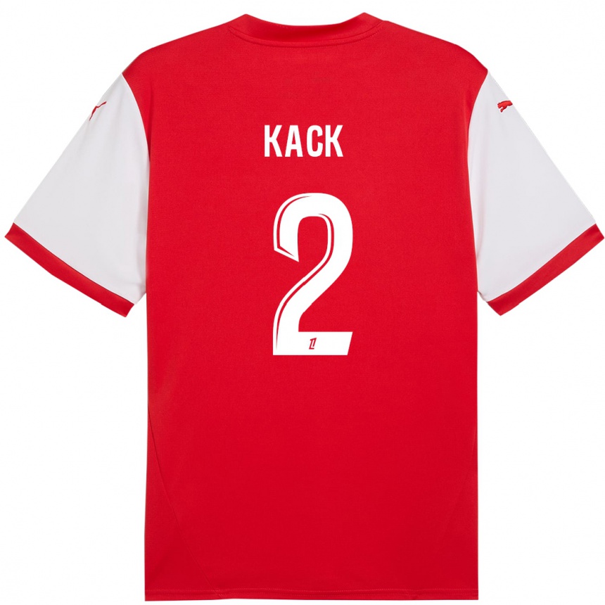 Kids Football Mathilde Kack #2 Red White Home Jersey 2024/25 T-Shirt Nz