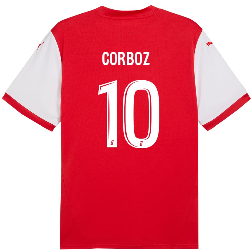 Kids Football Rachel Corboz #10 Red White Home Jersey 2024/25 T-Shirt Nz