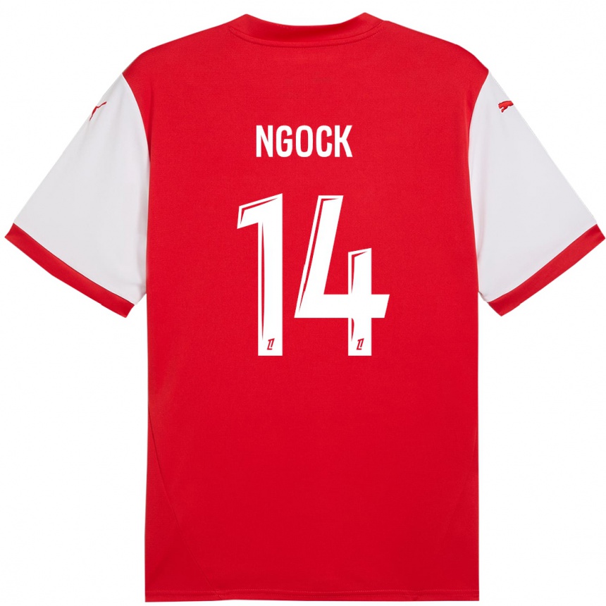 Kids Football Monique Ngock #14 Red White Home Jersey 2024/25 T-Shirt Nz