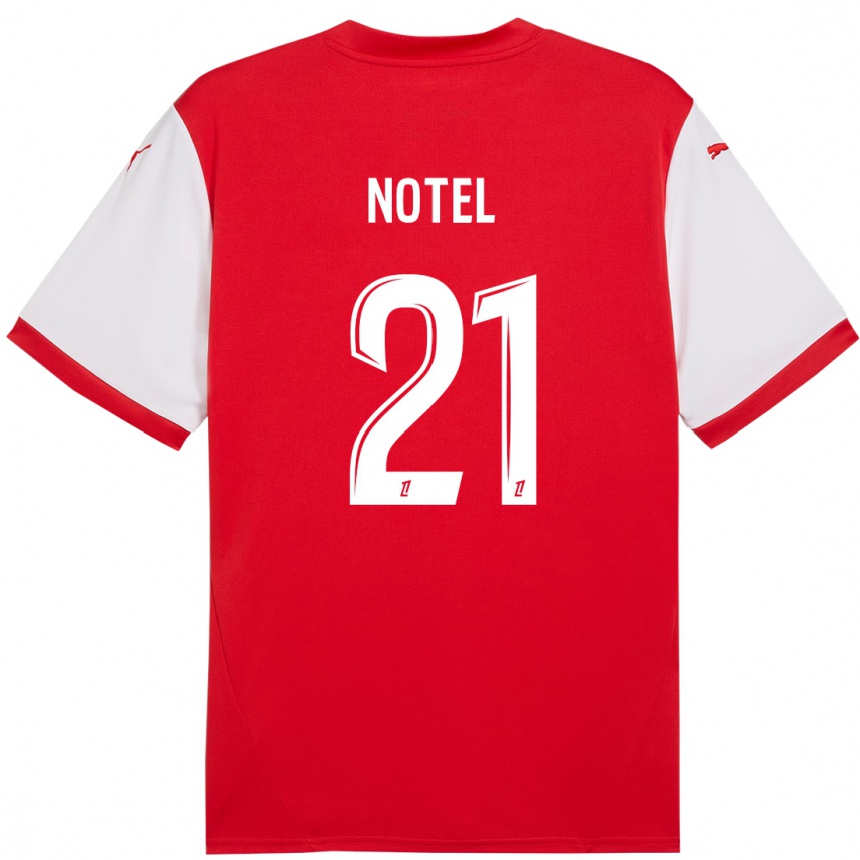 Kids Football Lea Notel #21 Red White Home Jersey 2024/25 T-Shirt Nz