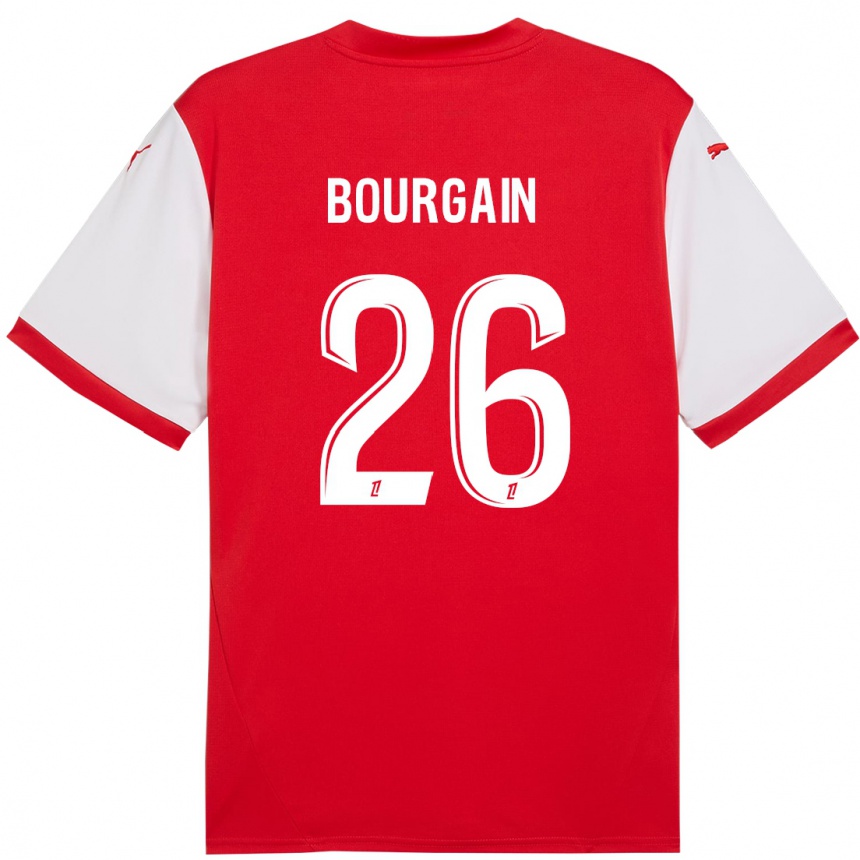 Kids Football Lea Bourgain #26 Red White Home Jersey 2024/25 T-Shirt Nz