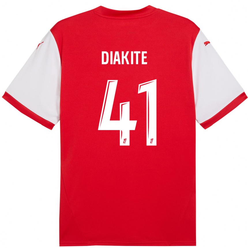 Kids Football Ibrahim Diakité #41 Red White Home Jersey 2024/25 T-Shirt Nz