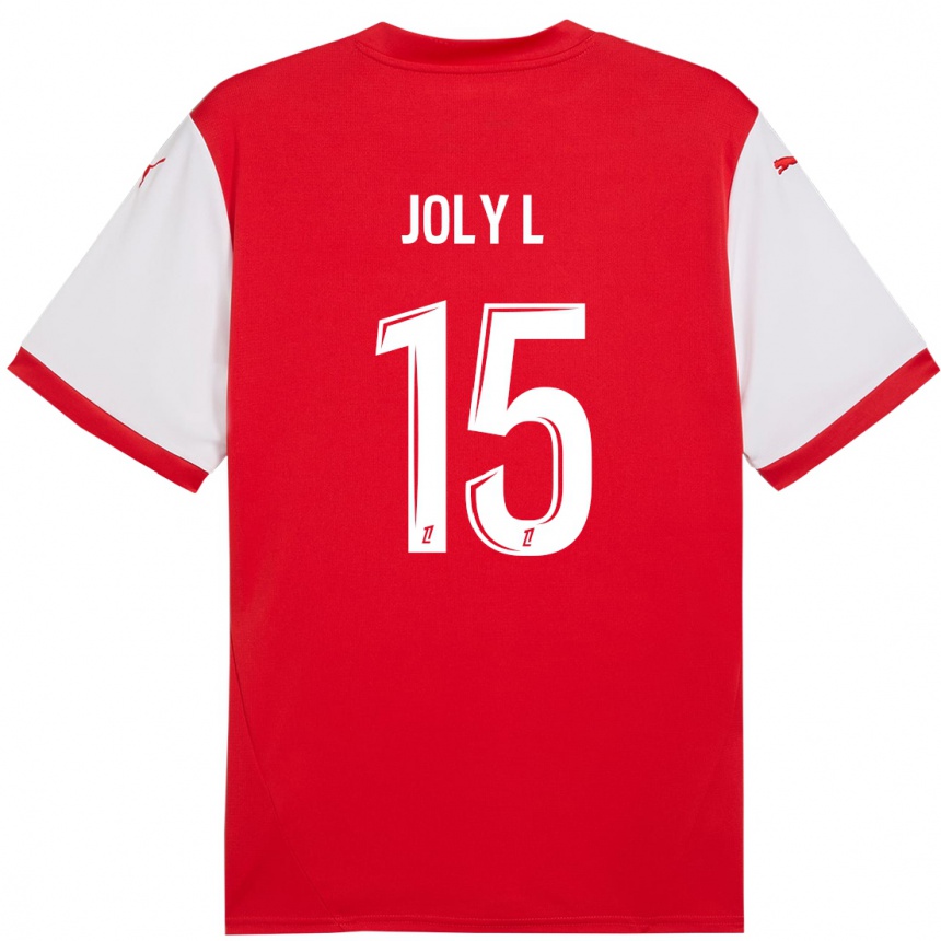 Kids Football Lou Ann Joly #15 Red White Home Jersey 2024/25 T-Shirt Nz