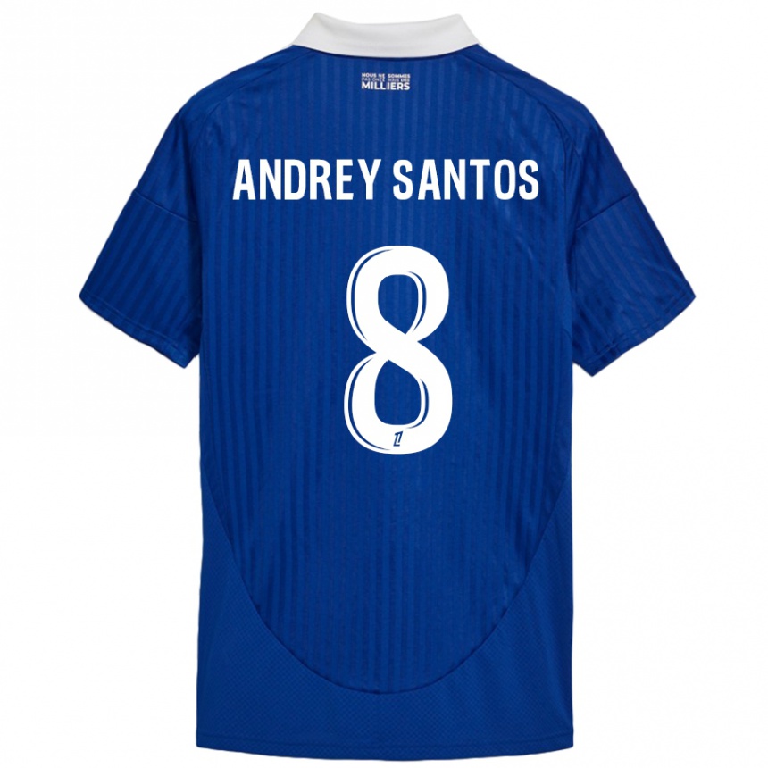 Kids Football Andrey Santos #8 Blue White Home Jersey 2024/25 T-Shirt Nz