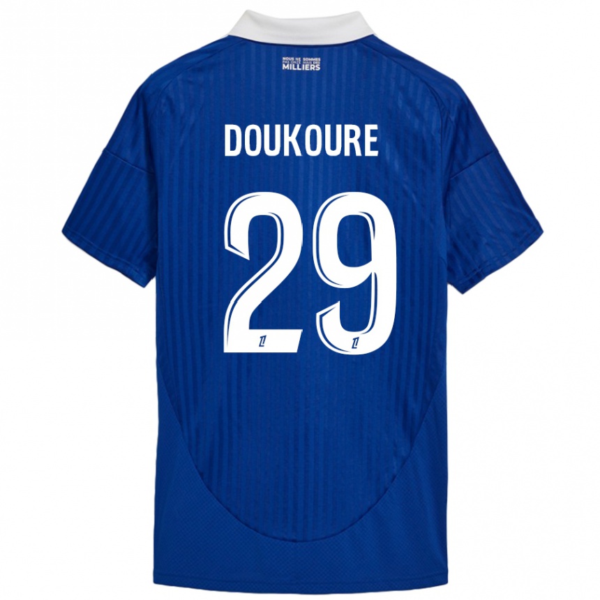 Kids Football Ismaël Doukouré #29 Blue White Home Jersey 2024/25 T-Shirt Nz