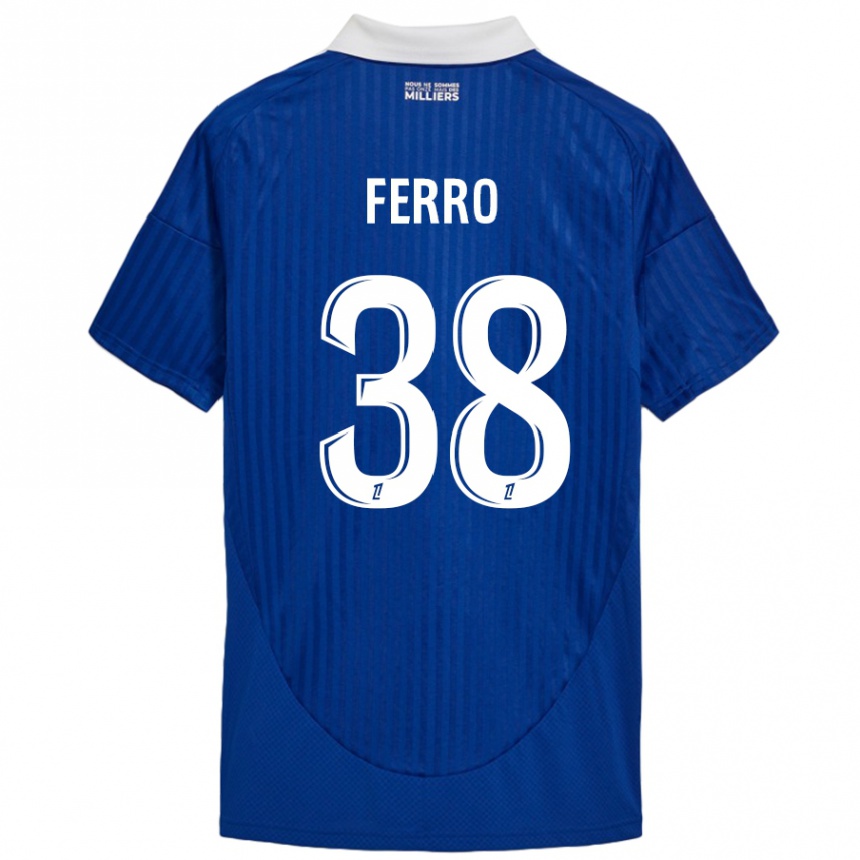 Kids Football Nolan Ferro #38 Blue White Home Jersey 2024/25 T-Shirt Nz