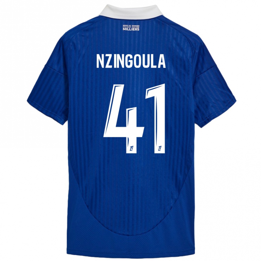 Kids Football Rabby Nzingoula #41 Blue White Home Jersey 2024/25 T-Shirt Nz