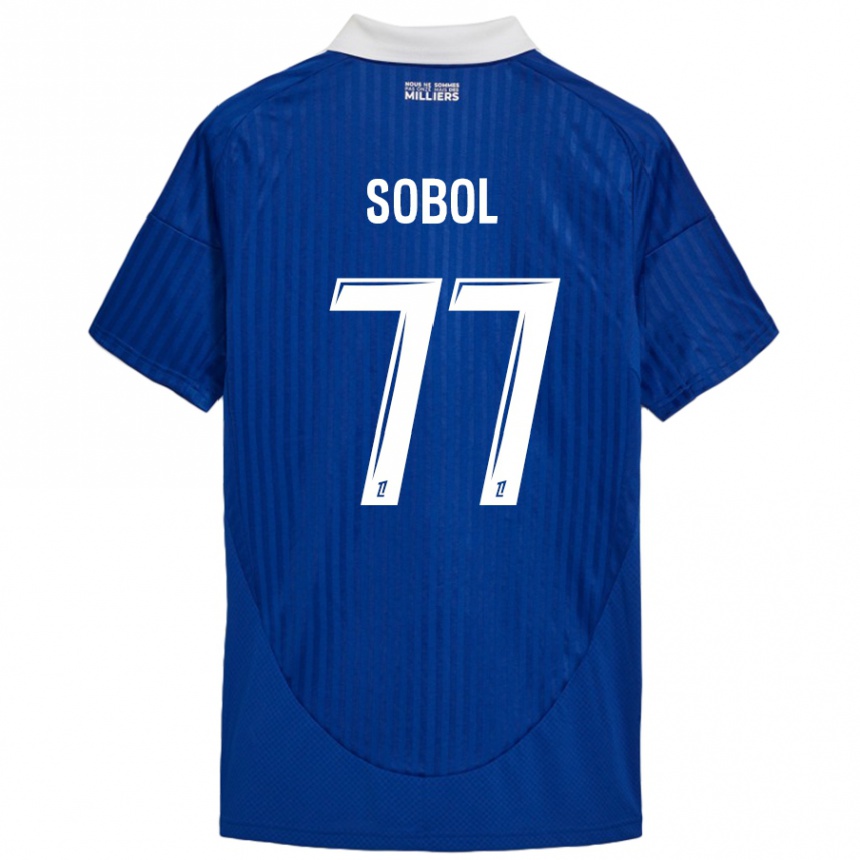 Kids Football Eduard Sobol #77 Blue White Home Jersey 2024/25 T-Shirt Nz