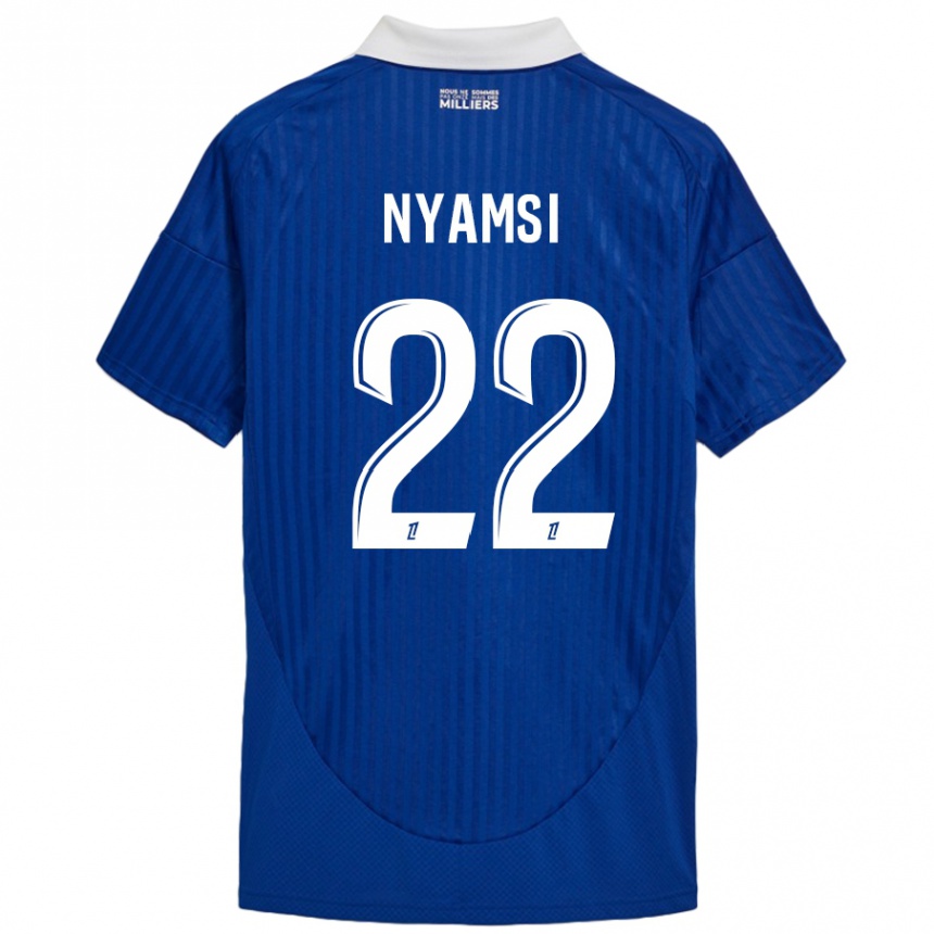 Kids Football Gerzino Nyamsi #22 Blue White Home Jersey 2024/25 T-Shirt Nz