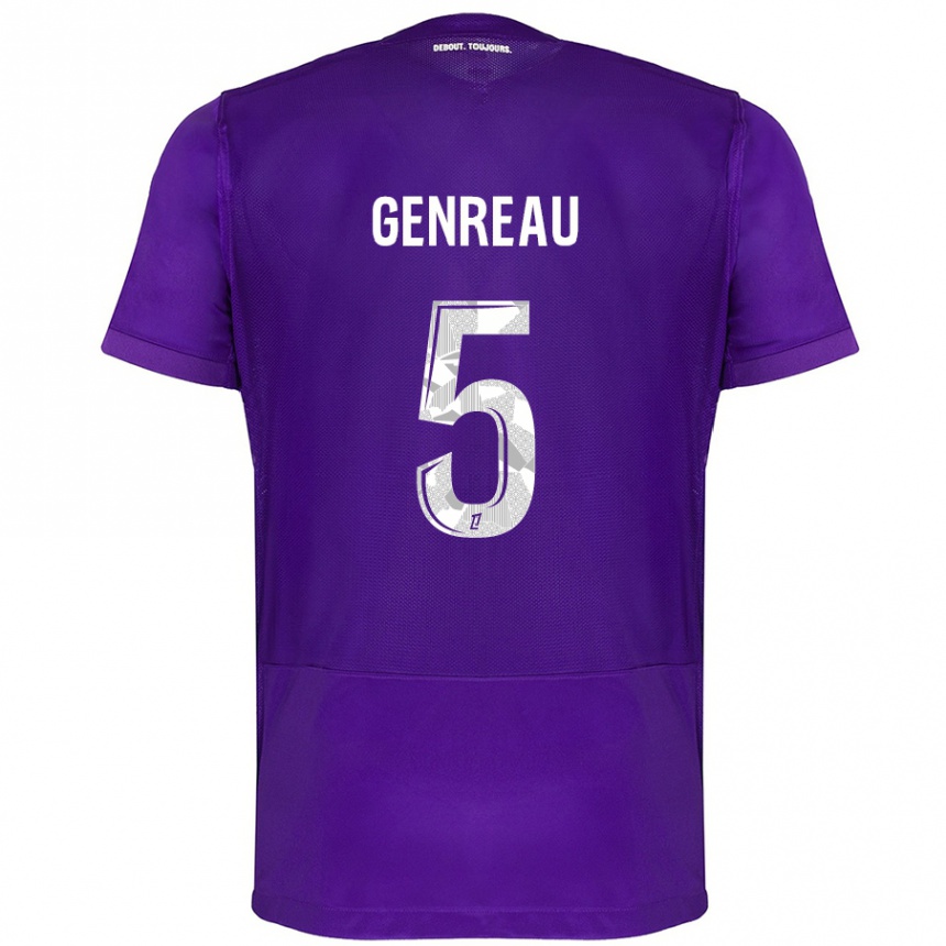 Kids Football Denis Genreau #5 Purple White Home Jersey 2024/25 T-Shirt Nz