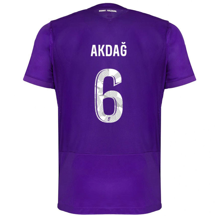 Kids Football Ümit Akdağ #6 Purple White Home Jersey 2024/25 T-Shirt Nz