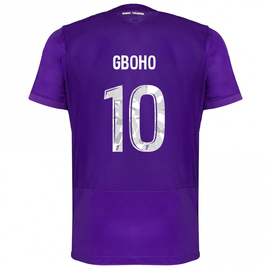 Kids Football Yann Gboho #10 Purple White Home Jersey 2024/25 T-Shirt Nz