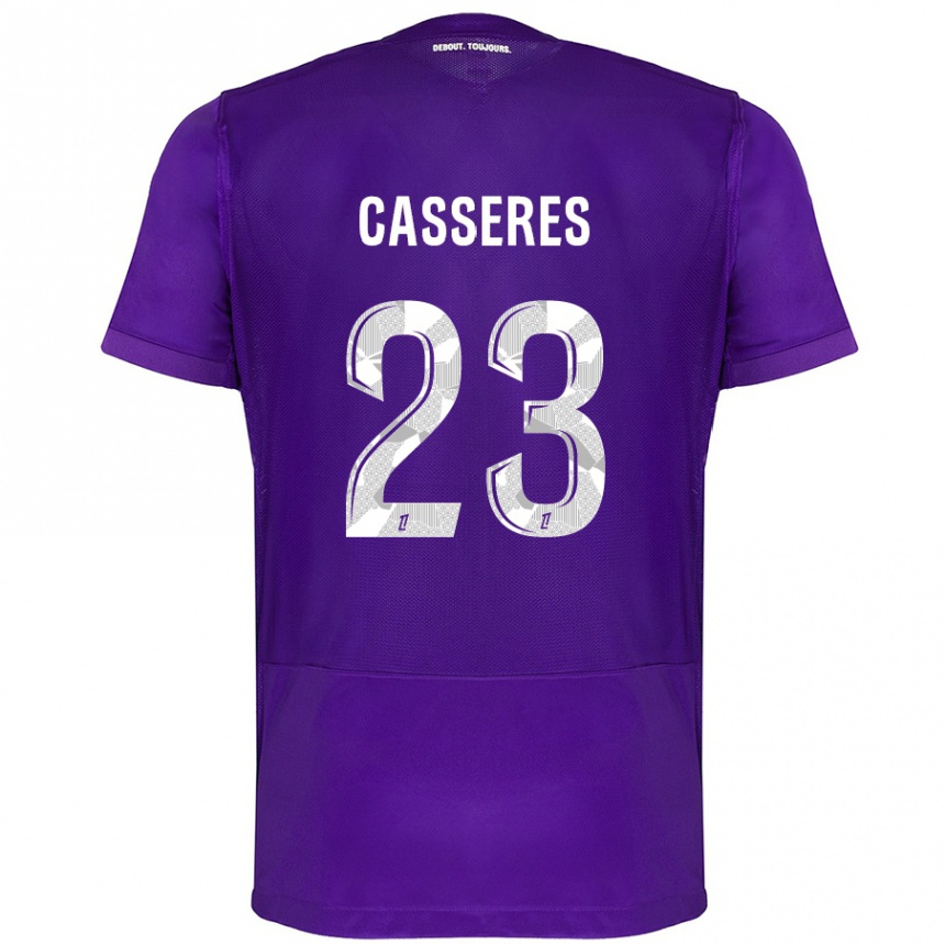 Kids Football Cristian Cásseres Jr. #23 Purple White Home Jersey 2024/25 T-Shirt Nz