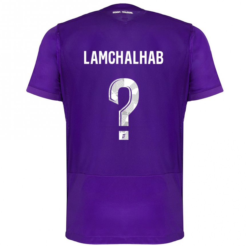 Kids Football Merwan Lamchalhab #0 Purple White Home Jersey 2024/25 T-Shirt Nz