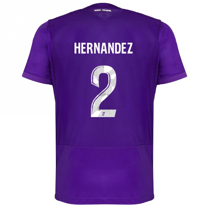 Kids Football Lucie Hernandez #2 Purple White Home Jersey 2024/25 T-Shirt Nz