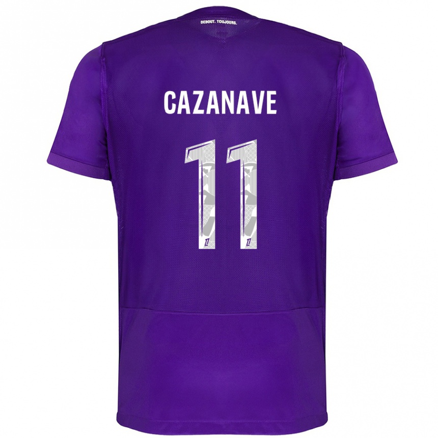 Kids Football Julie Cazanave #11 Purple White Home Jersey 2024/25 T-Shirt Nz