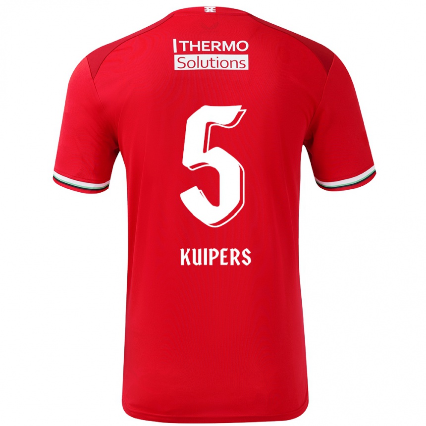 Kids Football Bas Kuipers #5 Red White Home Jersey 2024/25 T-Shirt Nz