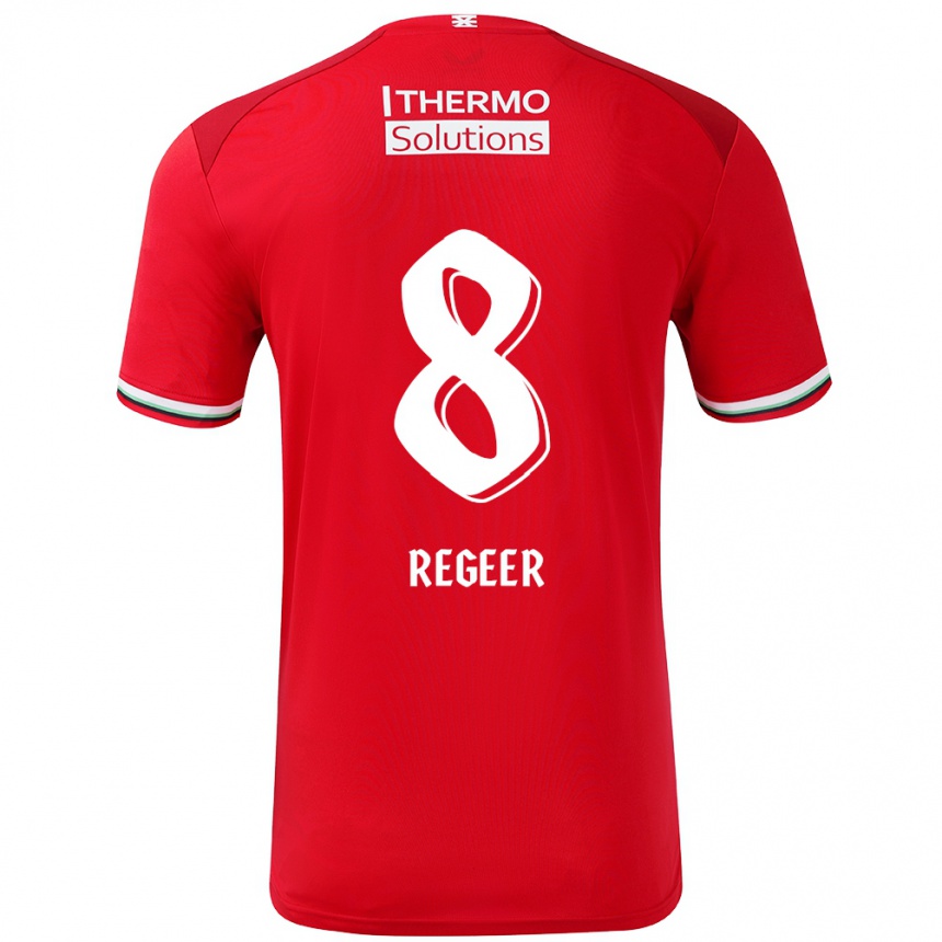 Kids Football Youri Regeer #8 Red White Home Jersey 2024/25 T-Shirt Nz