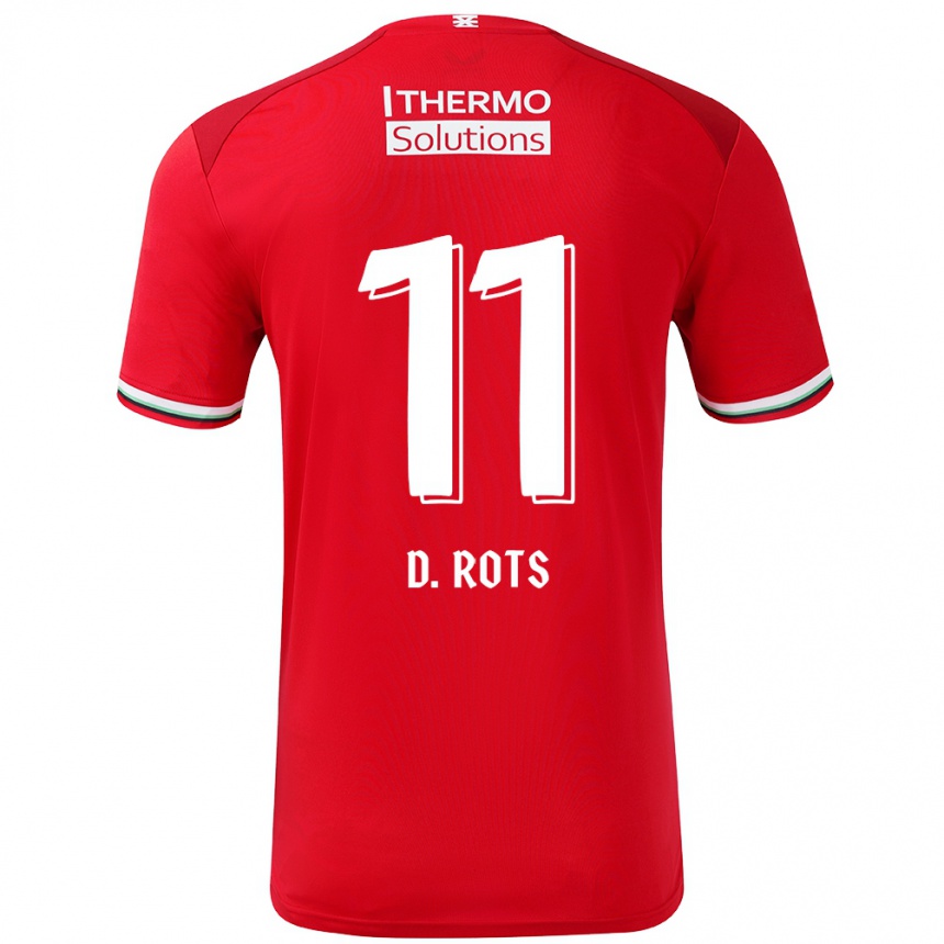 Kids Football Daan Rots #11 Red White Home Jersey 2024/25 T-Shirt Nz