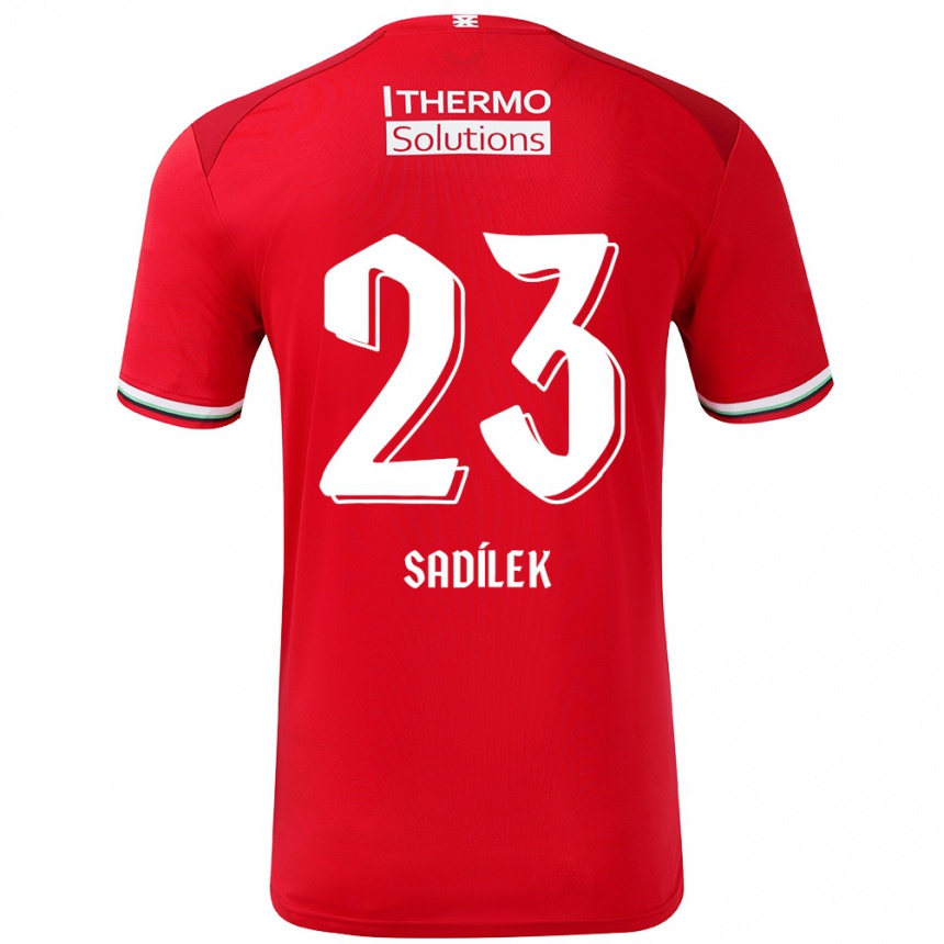 Kids Football Michal Sadilek #23 Red White Home Jersey 2024/25 T-Shirt Nz