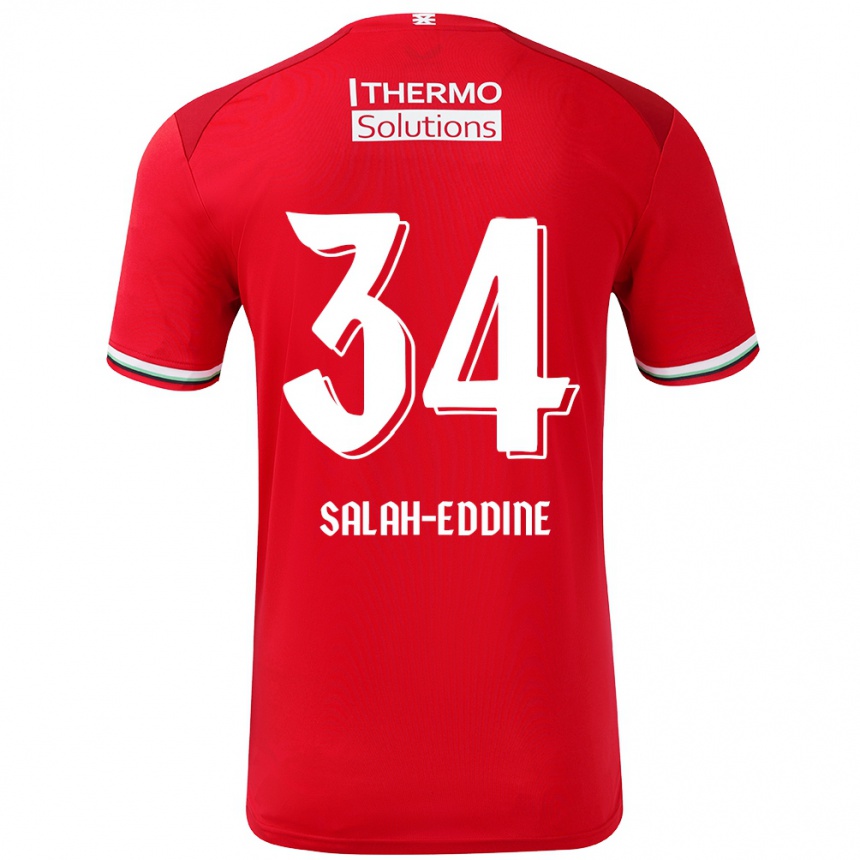 Kids Football Anass Salah-Eddine #34 Red White Home Jersey 2024/25 T-Shirt Nz