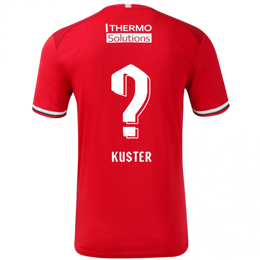 Kids Football Harrie Kuster #0 Red White Home Jersey 2024/25 T-Shirt Nz