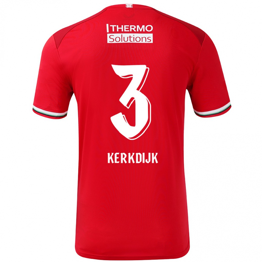 Kids Football Danique Kerkdijk #3 Red White Home Jersey 2024/25 T-Shirt Nz