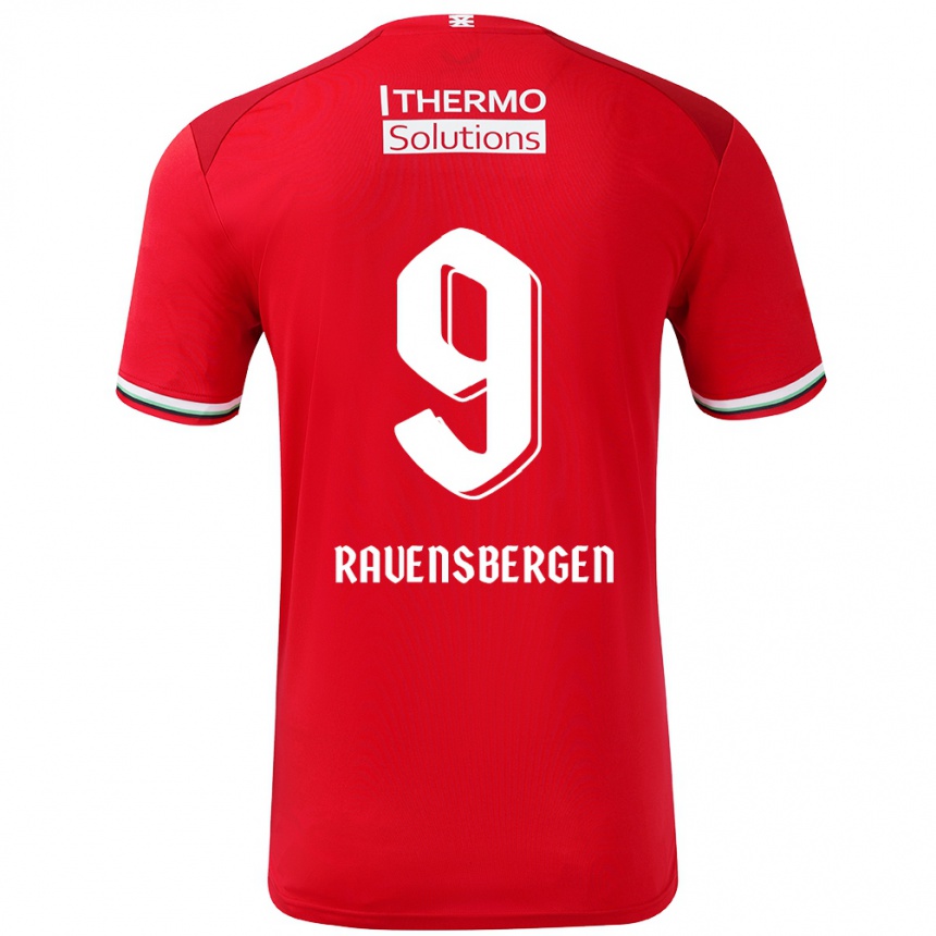 Kids Football Jaimy Ravensbergen #9 Red White Home Jersey 2024/25 T-Shirt Nz