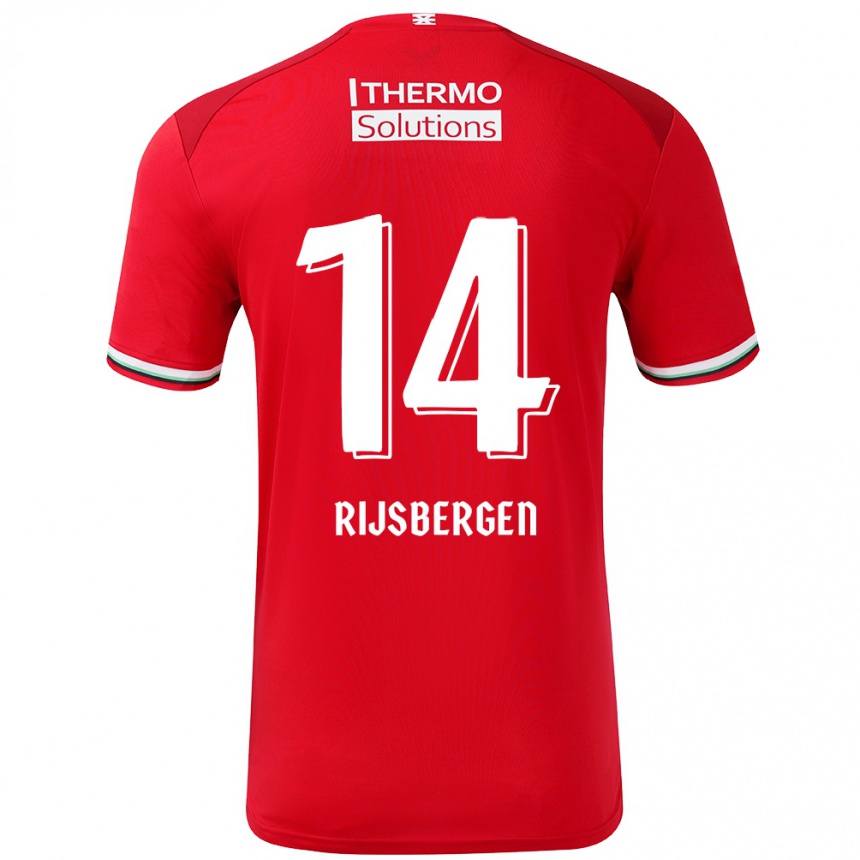 Kids Football Liz Rijsbergen #14 Red White Home Jersey 2024/25 T-Shirt Nz