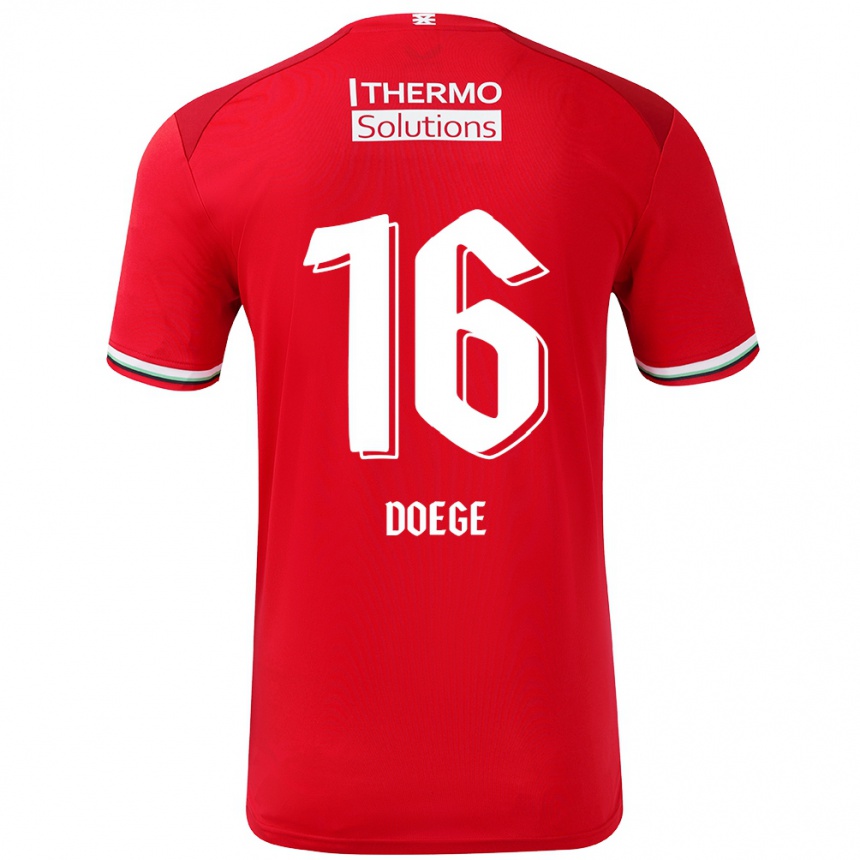 Kids Football Leonie Doege #16 Red White Home Jersey 2024/25 T-Shirt Nz