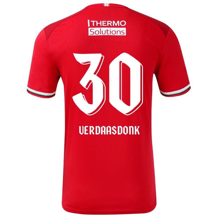 Kids Football Suus Verdaasdonk #30 Red White Home Jersey 2024/25 T-Shirt Nz