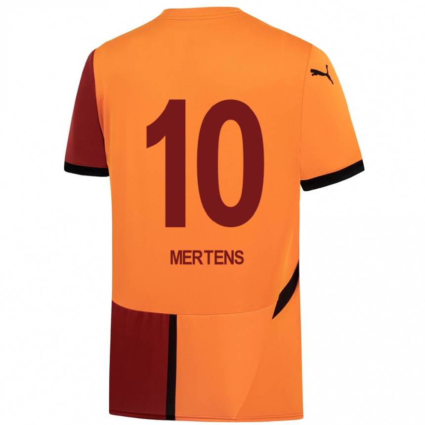 Kids Football Dries Mertens #10 Yellow Red Home Jersey 2024/25 T-Shirt Nz